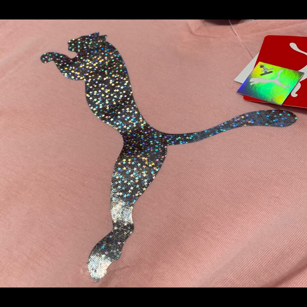 PUMA Girls Pink V-Neck Holographic Crop Top  5 , 6